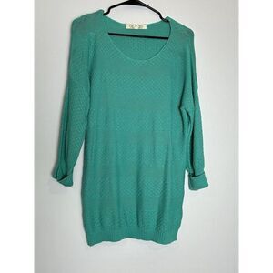 Pink ROSE Womens Teal Long Sleeve Casual Sweater L
